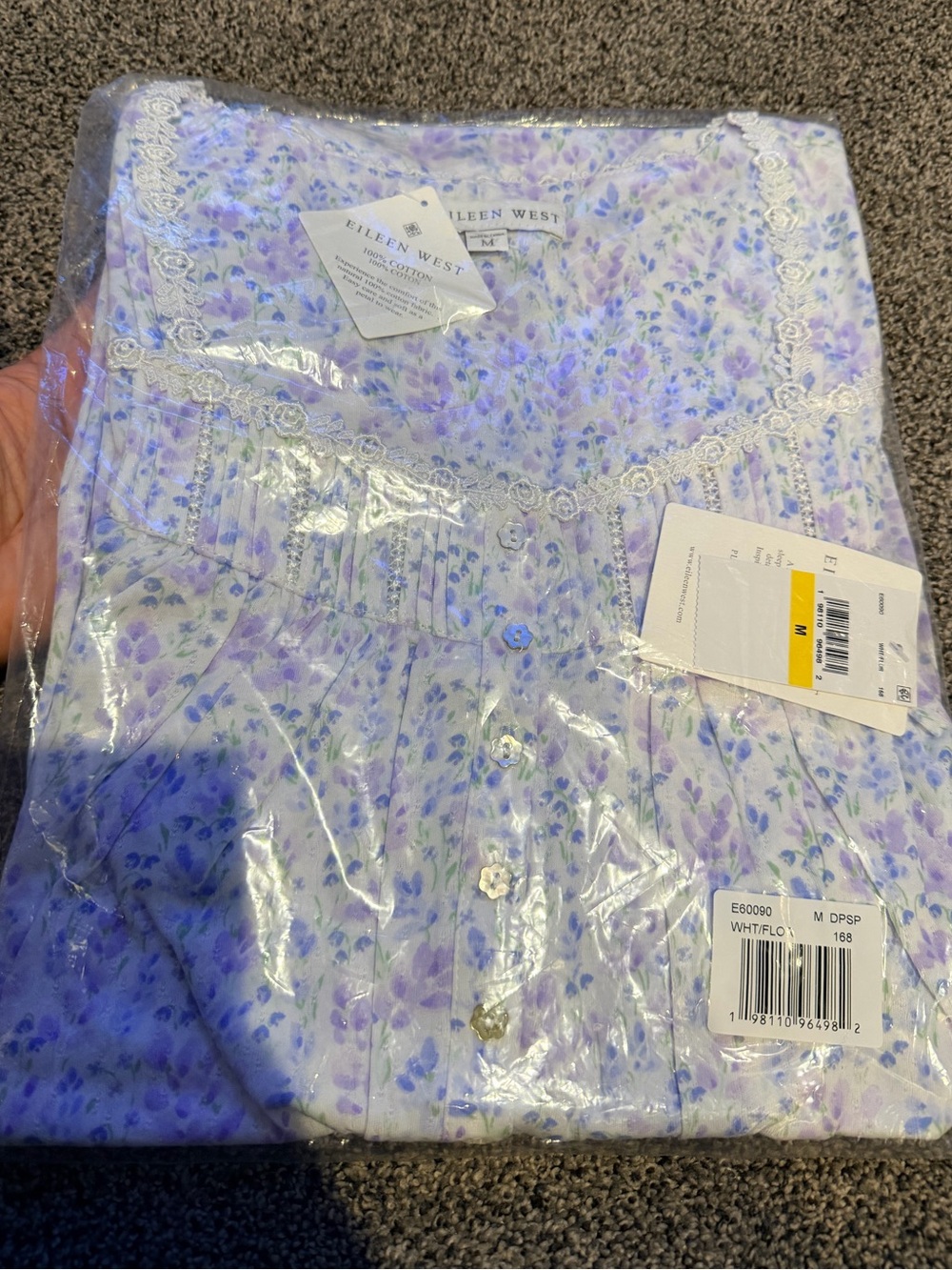 Eileen West Lavender & Pale Blue Floral Lace-Trim Nightgown - Picture 4 of 4